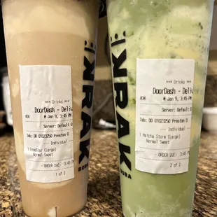 two drinks on a counter