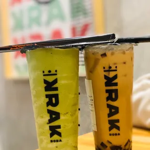 two drinks on a table