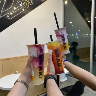 We ordered Dragon Slayer (Large) with lychee jelly boba and Mango Tango (Non-Dairy, Large)!