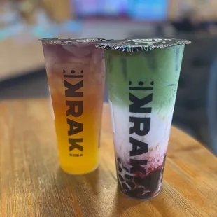 Strawberry Matcha Latte (Large), Butterfly Passion Fritz (Large)