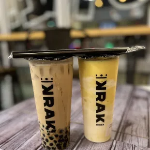 13. Krak Signature Milk Tea and 26. Mango Snow