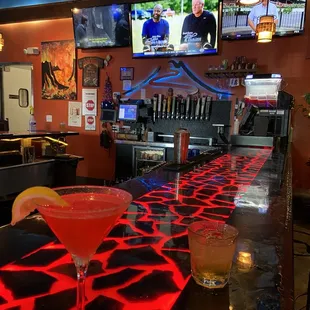 two cocktails on the bar