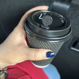 Drip coffee with Lavender syrup and a splash of almond milk
