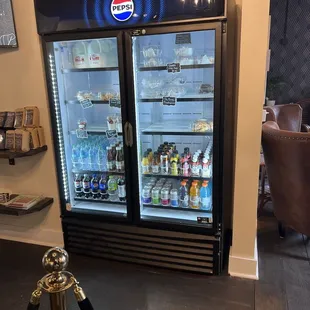 Cold drinks case with snack items