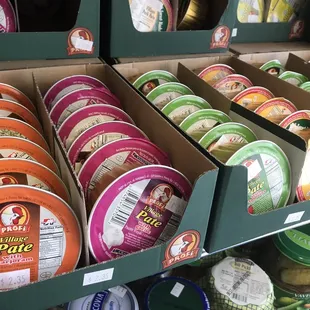 A bunch of tins of pate&apos;! Tasty as heck!