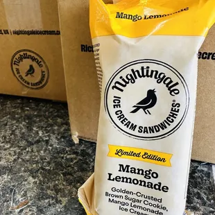 Come on by and try the Limited Edition Mango Lemonade Nightingale Ice Cream Sandwich!