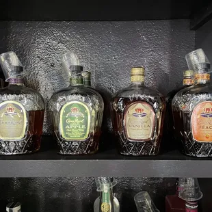 liquor bottles on a shelf