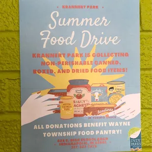 Krannert will be collecting non-perishable food items from 5/1-5/31. Donations will go to the Wayne Township Food Pantry.