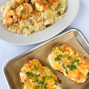 shrimp fried rice and crawfish toast