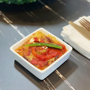 a bowl of food on a table