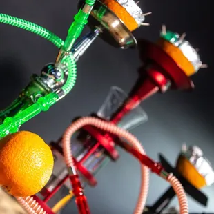an orange and a hookah