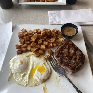 Steak and eggs