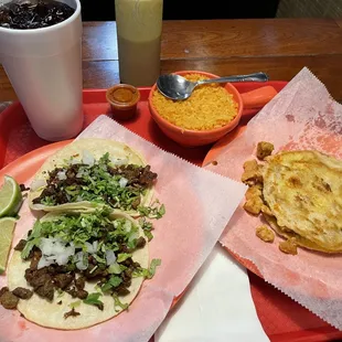 Fantastic Beef Tacos, Chicken Gordita, Mexican Rice &amp; Diet Pepsi !!!