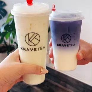 Honeydew Milk Tea and Lychee Butterfly Milk
