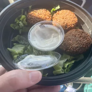 Falafel w/tahini sauce.