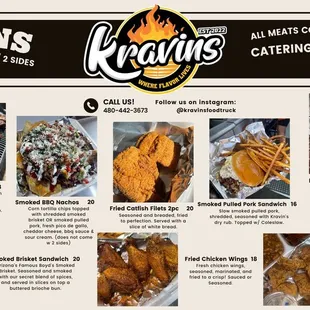 Entree Menu - everything comes with 2 sides included in price