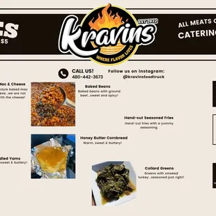 Side Menu - 2 sides come with each Entree