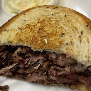 Pastrami and Swiss on grilled Rye