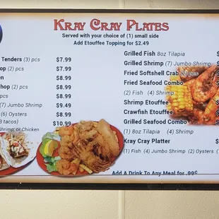 chicken wings and fried chicken, menu