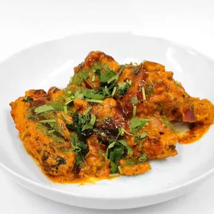 a white plate of food