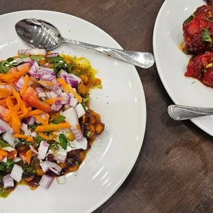 Samosa Chaat + Gobi Manchurian