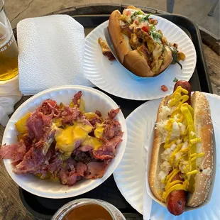 Top right Chicken Dog, bottom left Pastrami Bites, and bottom right K-Dog.