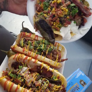 Bacon dogs n loaded nachos