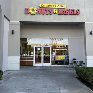 Entrance- with seating outside but cozy seating inside as well for patrons