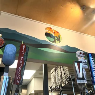 a variety of beer taps