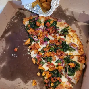 Pizza was under cooked and doughy, swimming in grease. We ordered lots of sauces to go with wings and pizza rolls and got none.