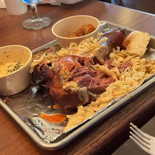 Alfredo stuffed turkey leg.