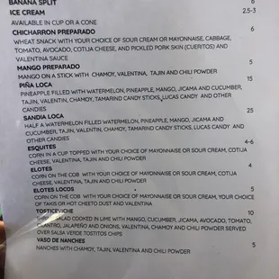 the menu