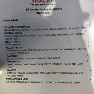 menu