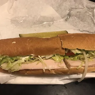 Turkey/provolone foot long with added avocado yum