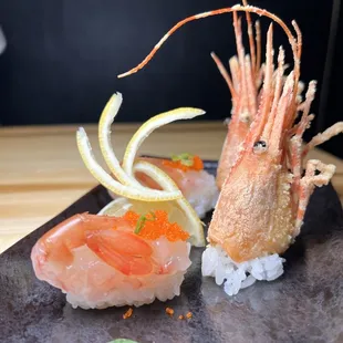 a close up of a plate of sushi