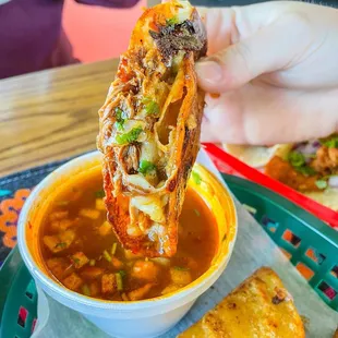 3 Queso Taco Birria with Consome