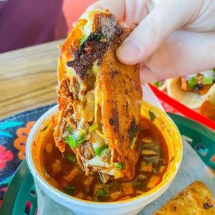3 Queso Taco Birria with Consome
