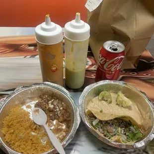 Rice and beans w/ carne asada combo!! Yummy:)