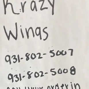 a sign for krazy wings