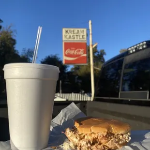 a sandwich and a drink