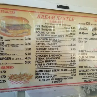 Updated menu prices April 2017