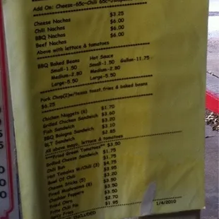 menu