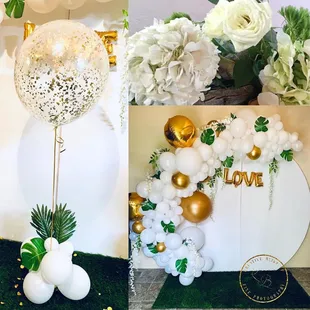 Fine Balloon Garland, flower decor, Event design, Centerpieces, props and backdrop rentals
