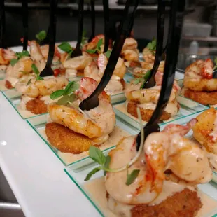 Crab cake and shrimp appetizer