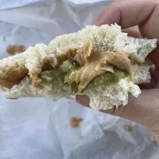 Peanut butter and pickle sandwich