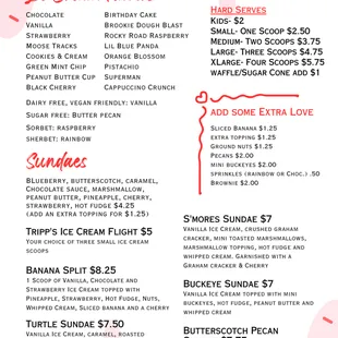 Ice Cream Menu