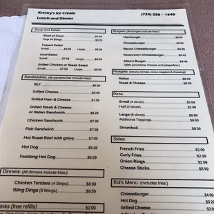 the menu