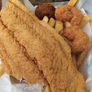 Shrimp and catfish basket...lots of delicious!