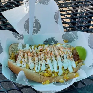 Elote dog no grilled onions