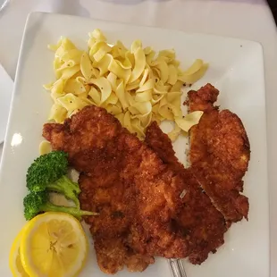 Weiner Schnitzel with Buttered Noodles